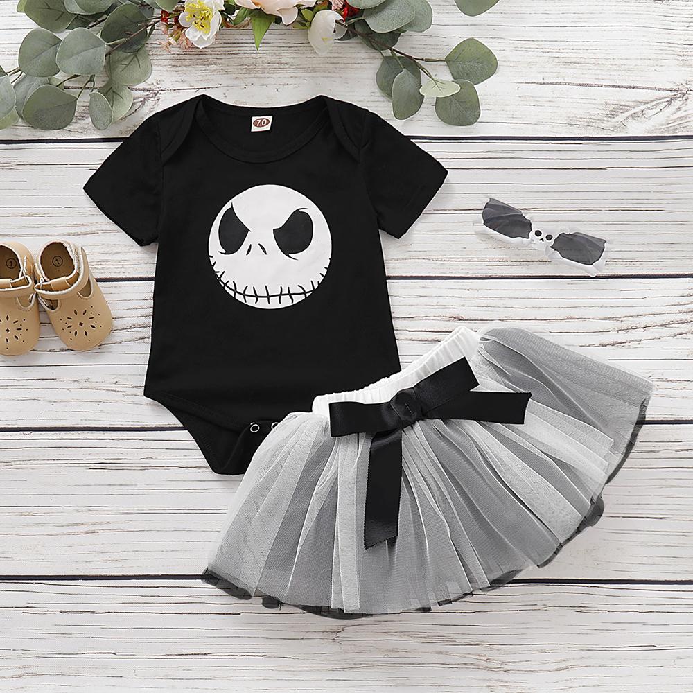 Baby Girls Cartoon Printed Short Sleeve Top & Mesh Skirt baby clothes vendor