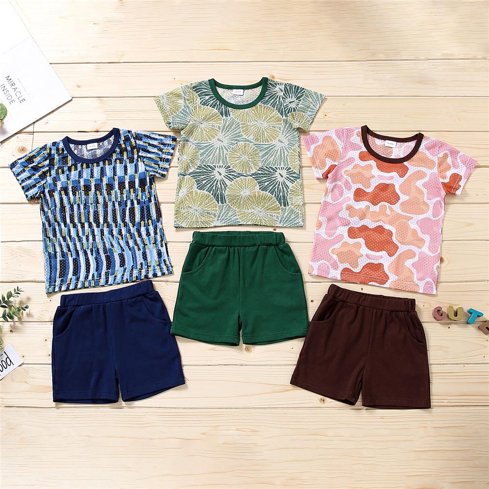 Boys Cartoon Printed Short Sleeve Top & Shorts wholesale children's boutique clothing for resale