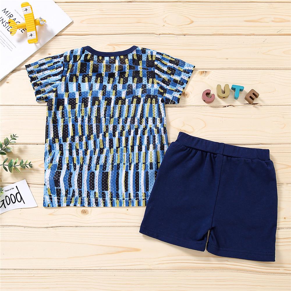 Boys Cartoon Printed Short Sleeve Top & Shorts wholesale children's boutique clothing for resale