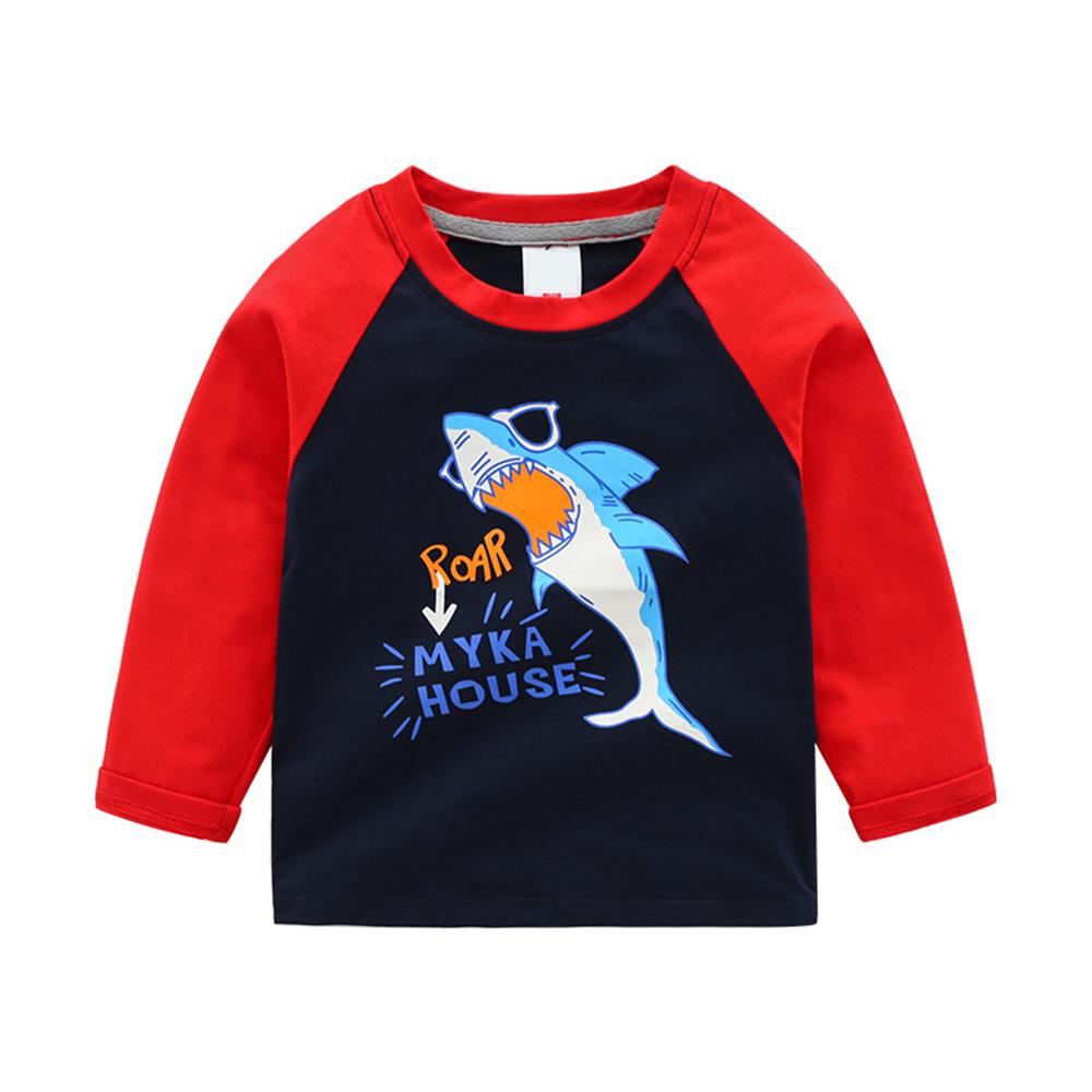 Boys Cartoon Shark Long-sleeved T-shirt Wholesale