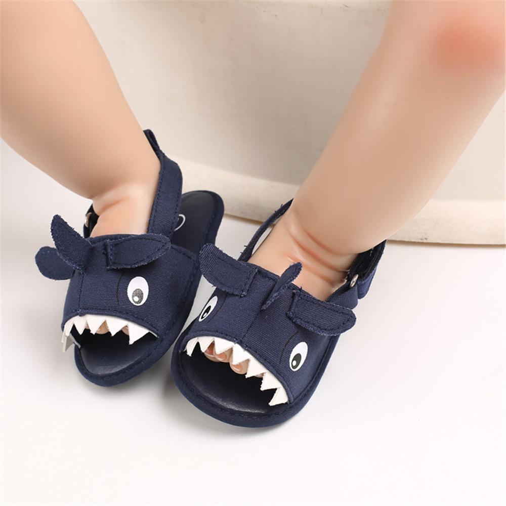 Baby Boys Cartoon Shark Magic Tape Canvas Sandals Baby Shoe Wholesale