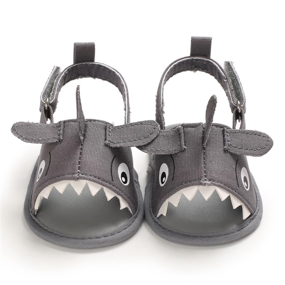 Baby Boys Cartoon Shark Magic Tape Canvas Sandals Baby Shoe Wholesale