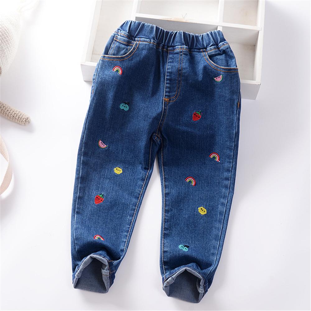 Girls Cartoon Solid Color Casual Jeans Wholesale