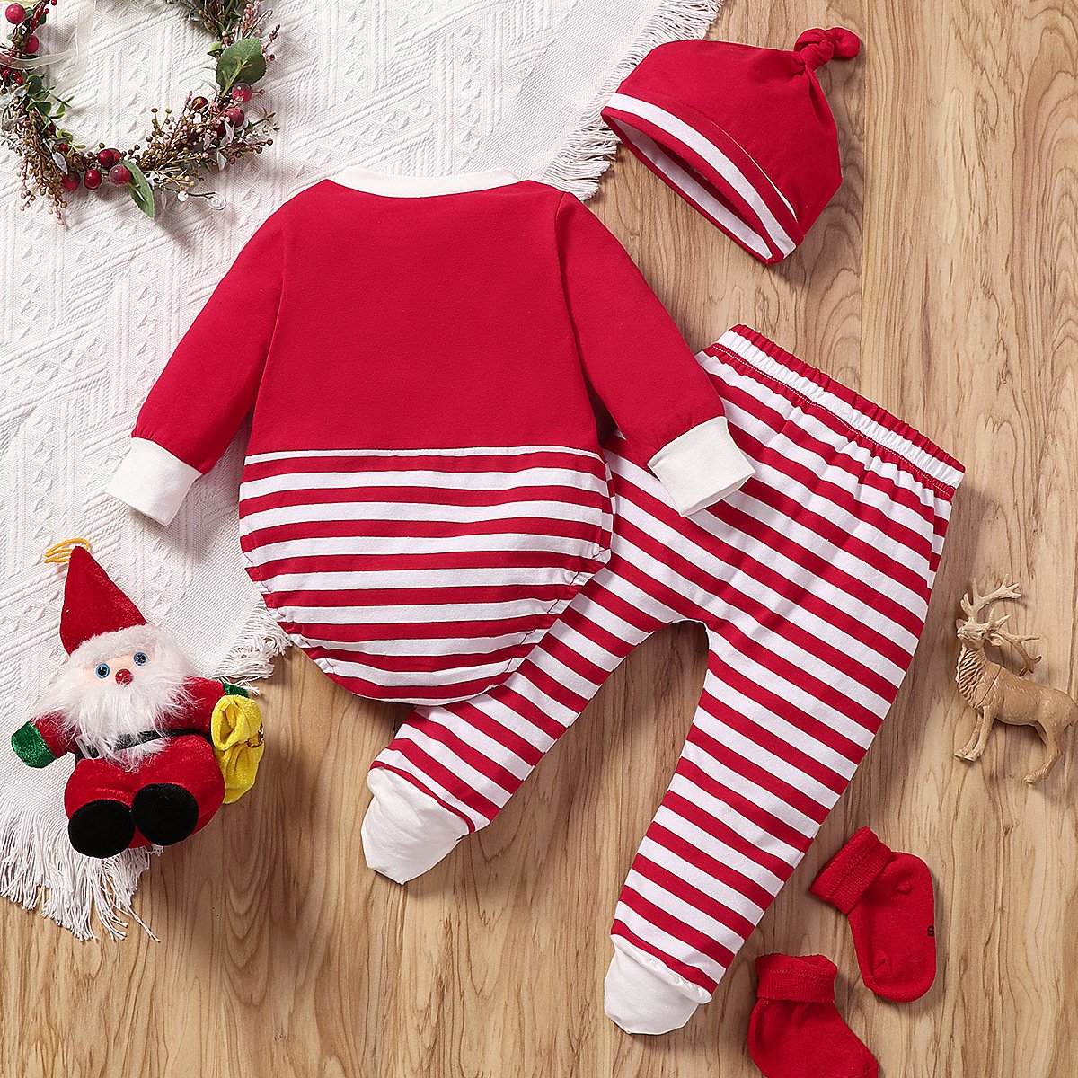 Baby Cartoon Striped Long Sleeve Romper & Pants & Headband baby clothing wholesale suppliers