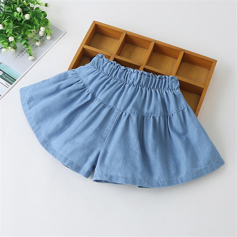 Girls Casual Blue Denim Belt Shorts wholesale kids boutique clothing