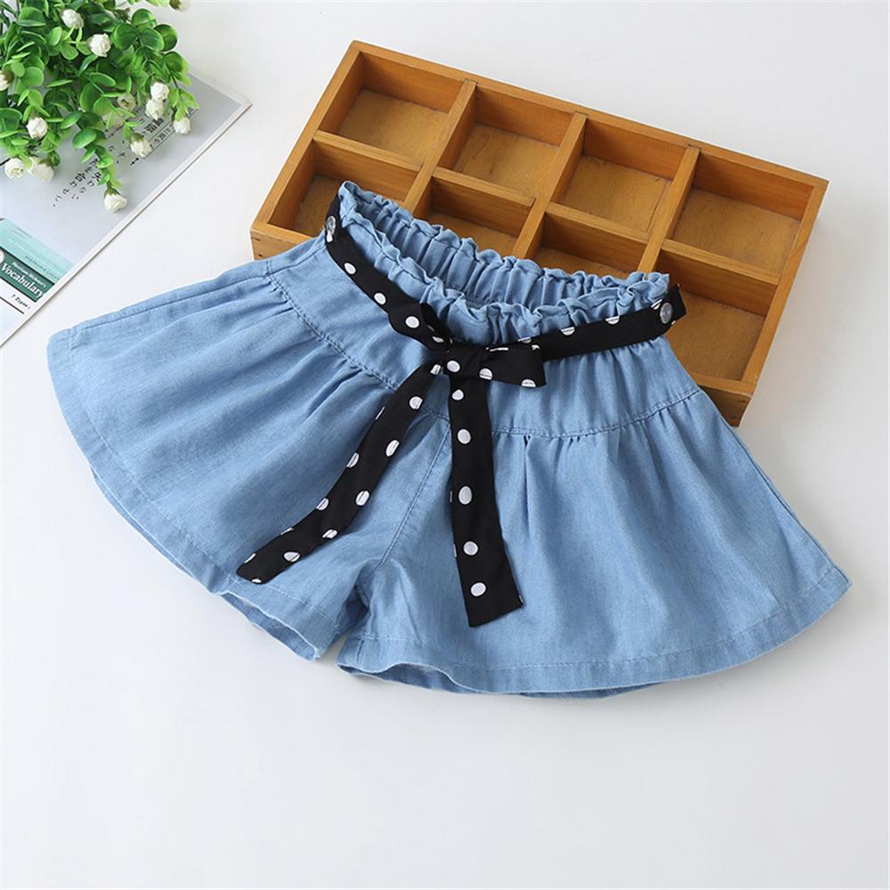 Girls Casual Blue Denim Belt Shorts wholesale kids boutique clothing