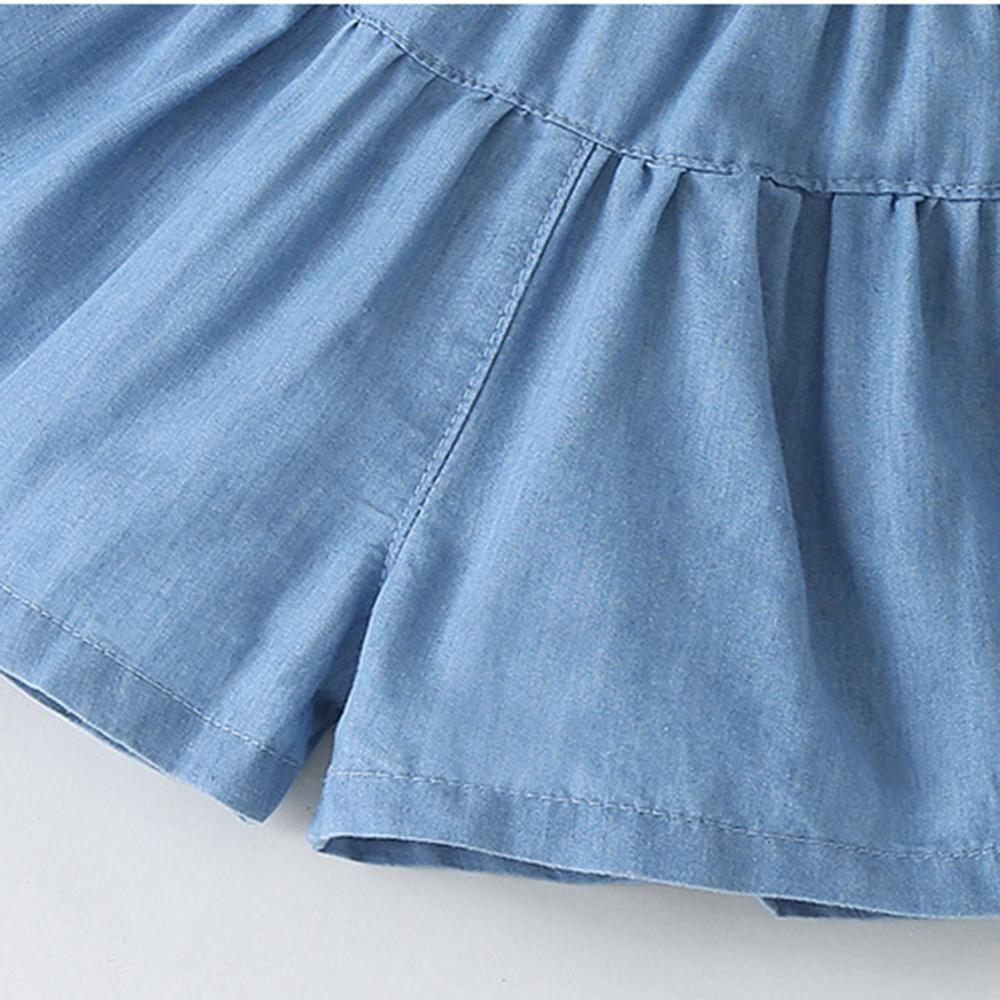 Girls Casual Blue Denim Belt Shorts wholesale kids boutique clothing