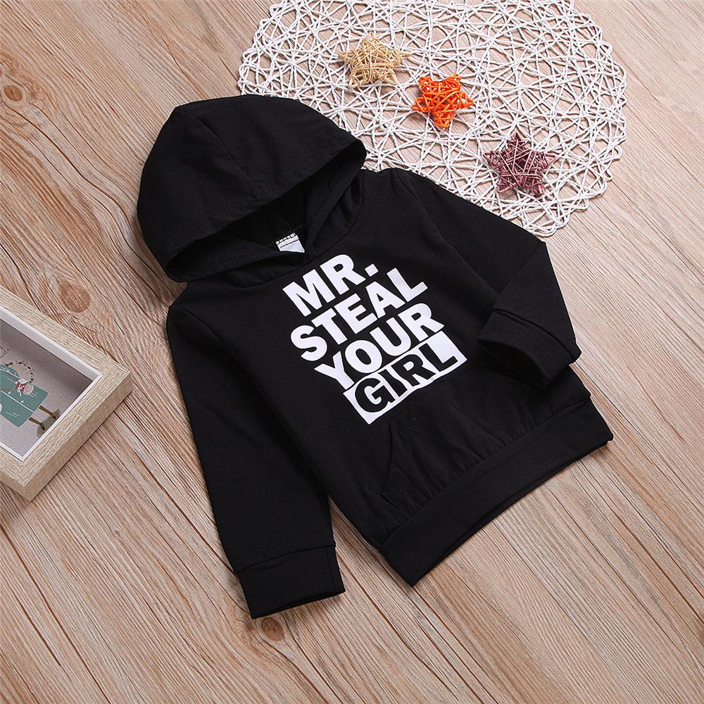 Boys Casual Hooded Long Sleeve Letter Printed Tops Wholesale