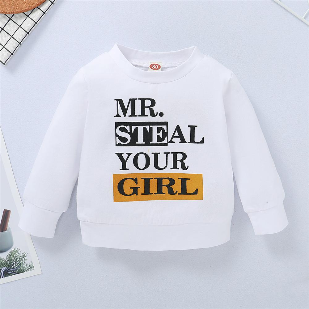 Boys Casual Letter Printed Long Sleeve Top & Ripped Jeans Wholesale Toddler Boy Clothes