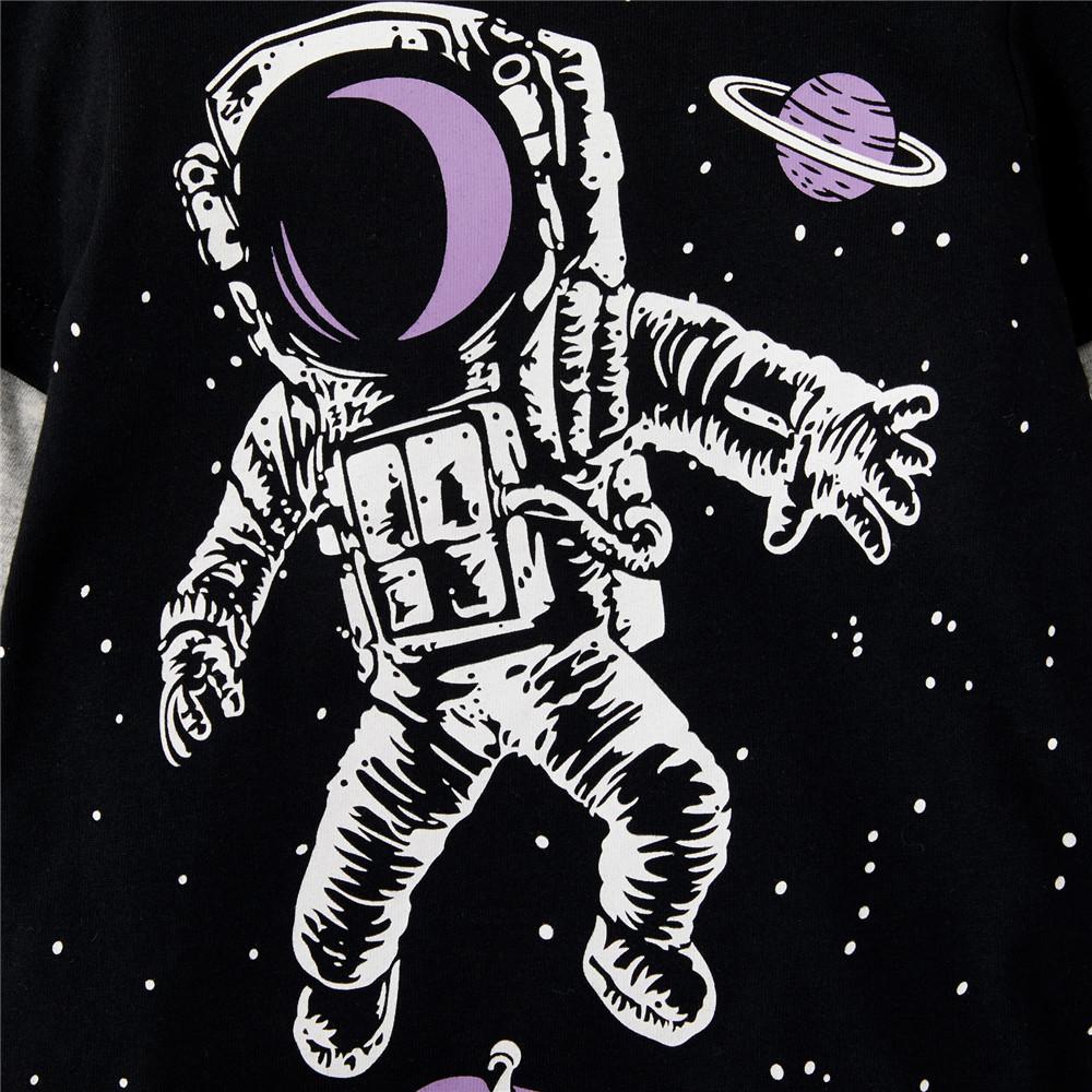 Boys Casual Long Sleeve Space Astronaut Printed Tops