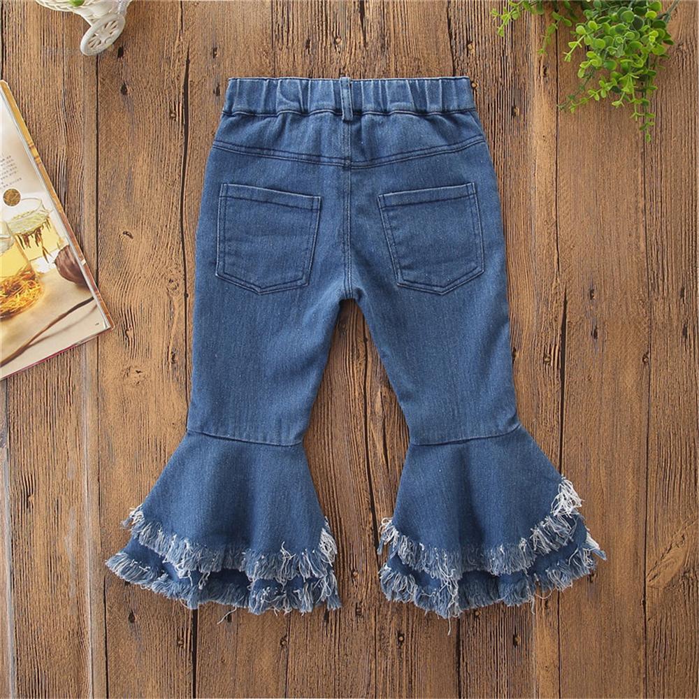 Girls Casual Pocket Solid Bell Jeans Wholesale Girl Clothing