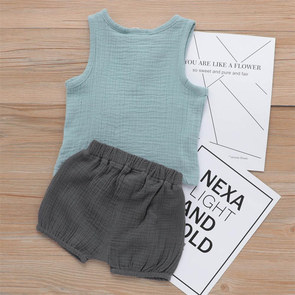 Boys Casual Sleeveless Top & Solid Color Shorts kids boutique wholesale