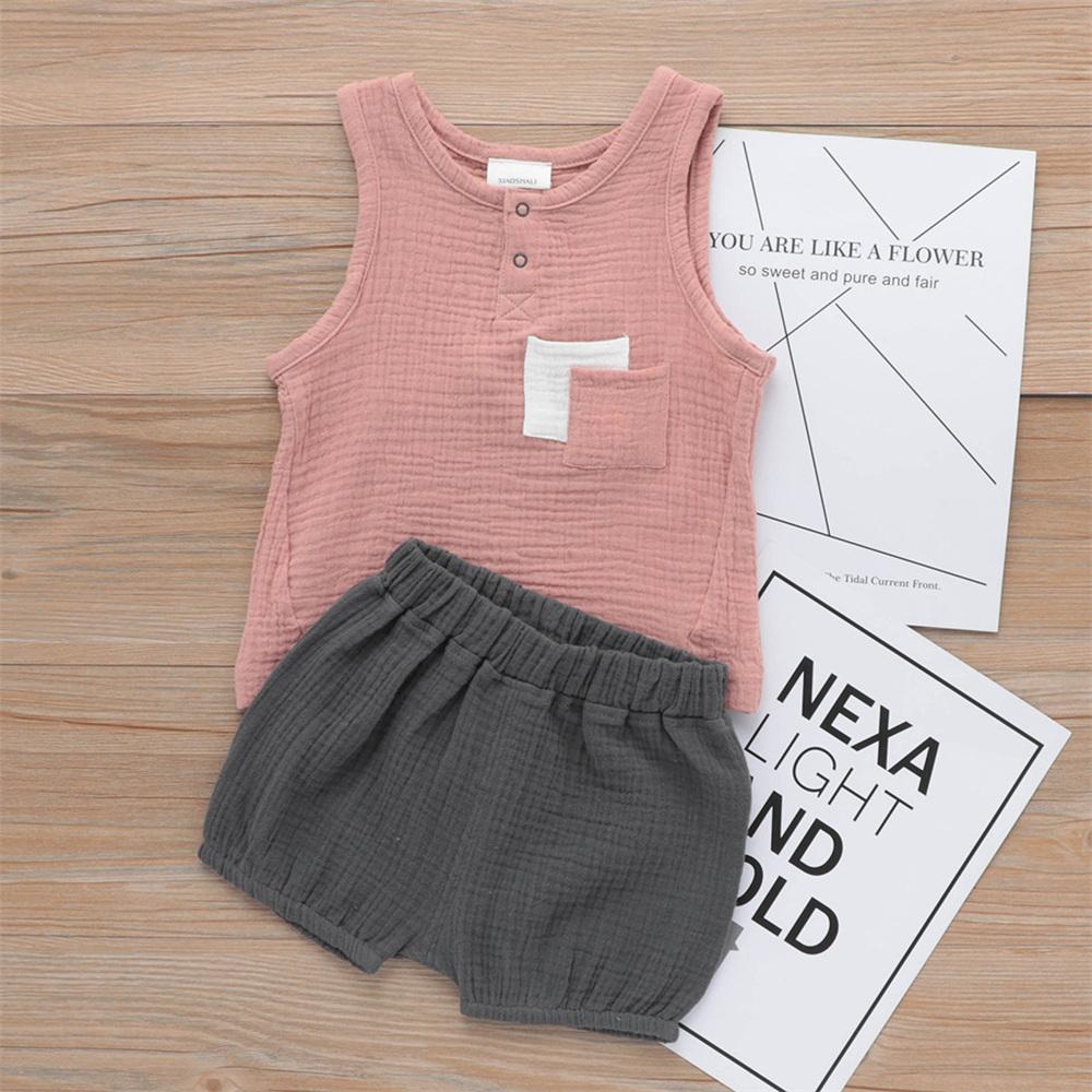 Boys Casual Sleeveless Top & Solid Color Shorts kids boutique wholesale