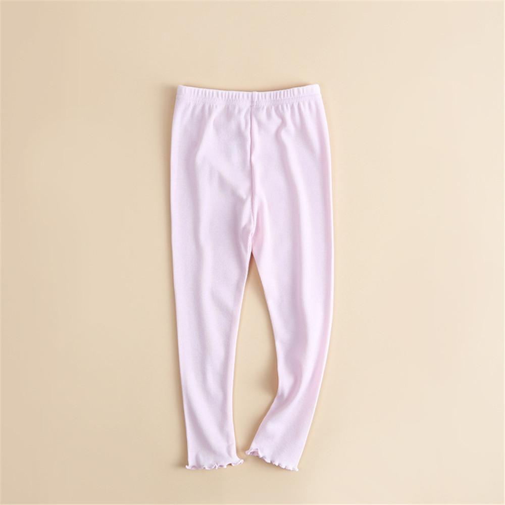 Girls Casual Solid Color Elastic Waist Pants
