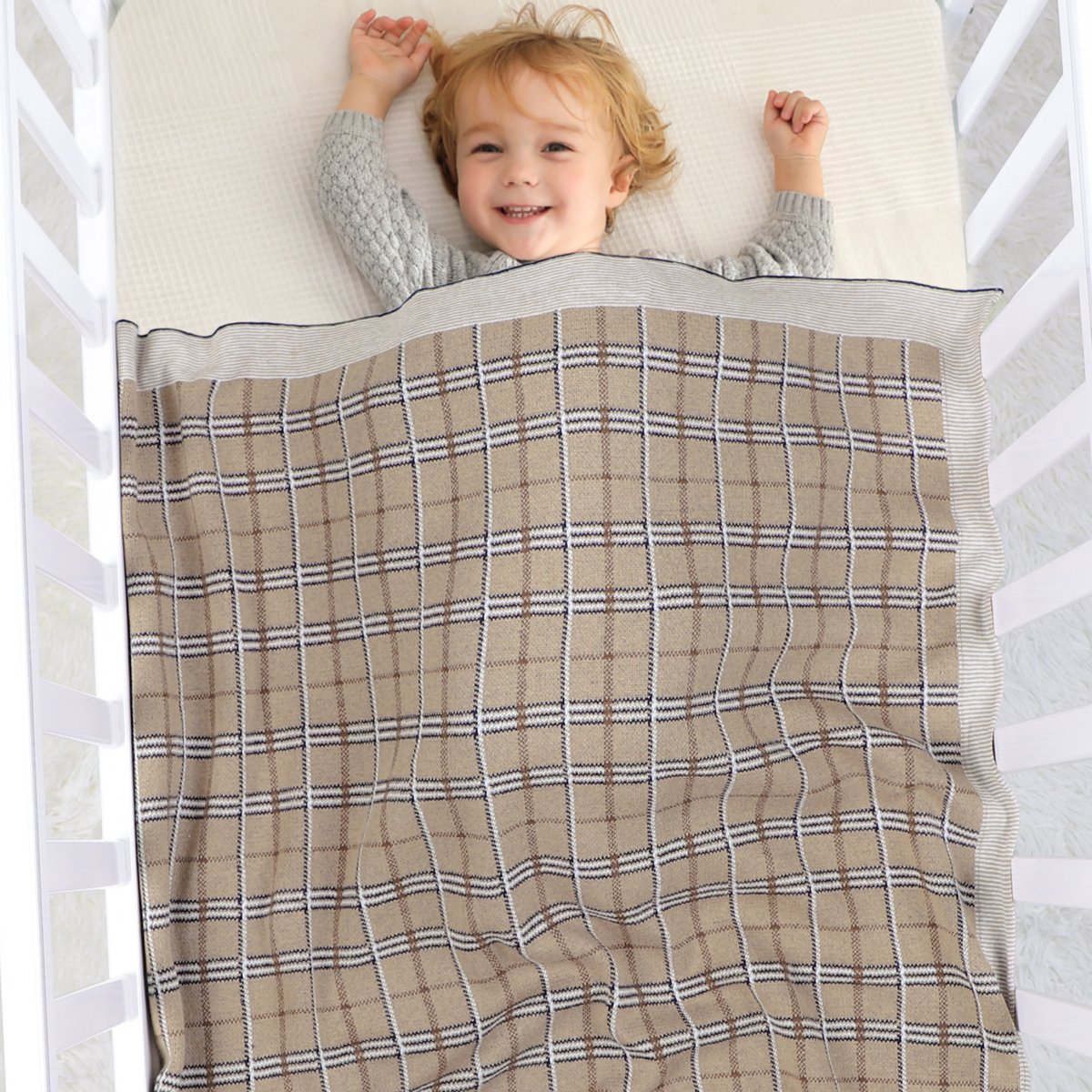 Check Cotton Knitted Blanket For Babies And Toddlers Wholesale Baby