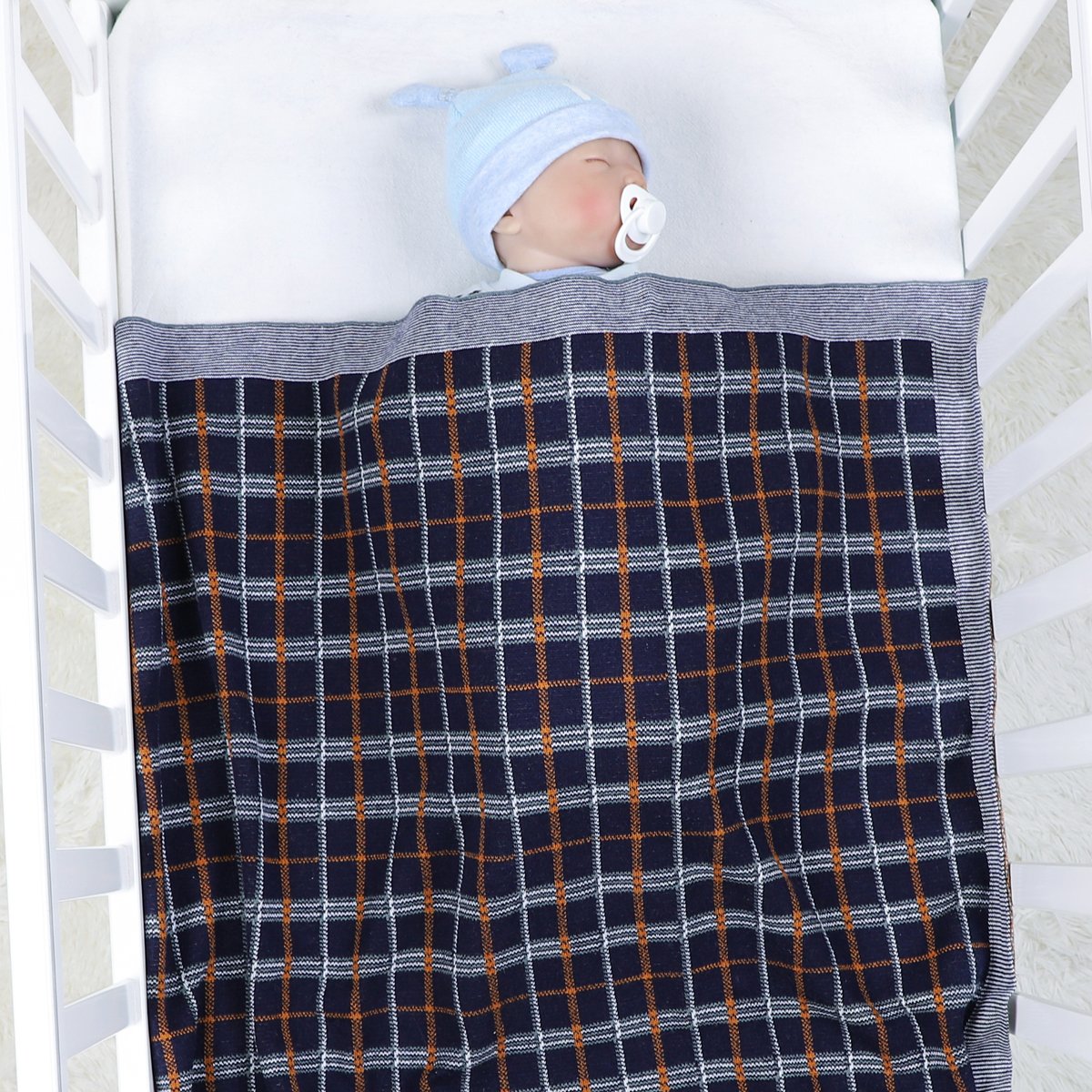 Check Cotton Knitted Blanket For Babies And Toddlers Wholesale Baby