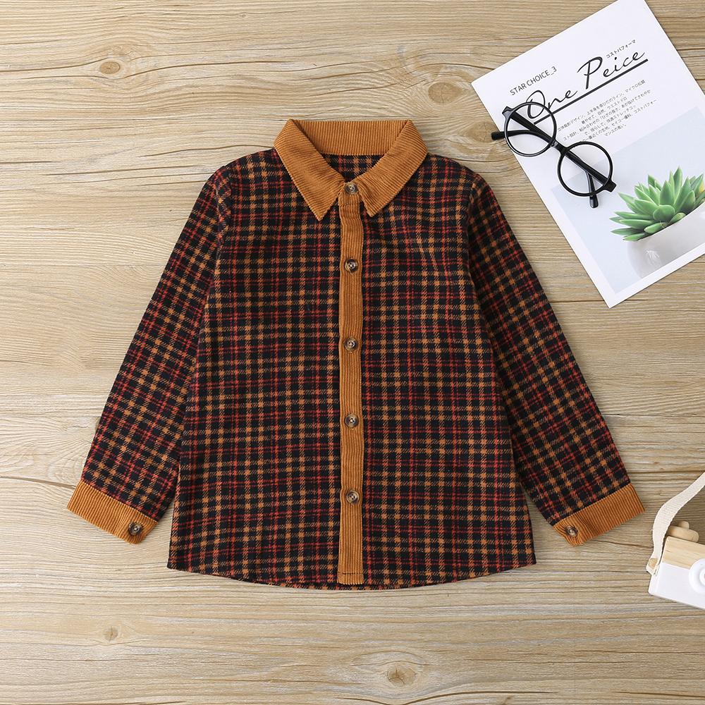 Children'S Autumn New Products For Boys Korean Plaid Cardigan Stand-Up Collar Long-Sleeved Shirt Casual Trousers Suit Wholesale Boys Clothing
