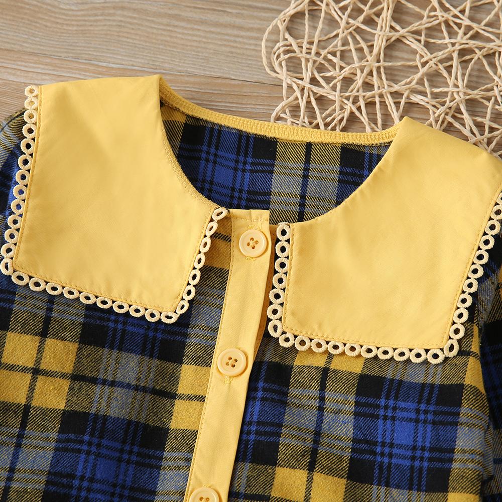 Children'S Autumn New Products Korean Boys And Girls Coats Plaid Doll Collar Cardigan Cotton Jacket Girls Clothing Wholesalers