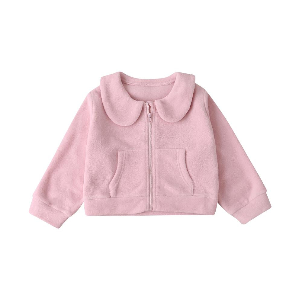 Children'S Autumn New Products Korean Version Of Sweet Fluffy Fluffy Collar Long-Sleeved Zipper Jacket Girls Cardigan Top Baby Girl Wholesale