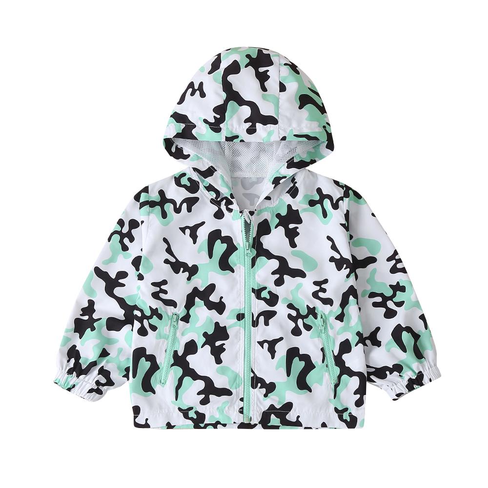 Children'S Clothing New Boys Cool And Handsome Green Camouflage Children'S Long-Sleeved Hooded Zipper Sun Protection Jacket Wholesale Boys Clothing Suppliers