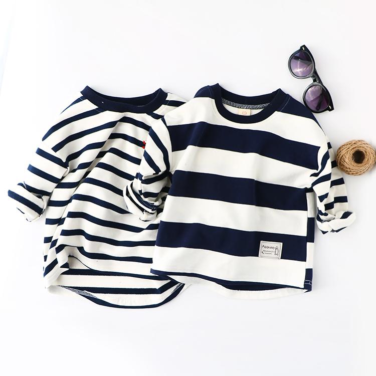 Children'S Long-Sleeved Striped Round Neck Bottoming Shirt T-Shirt Wholesale Kids Clothing