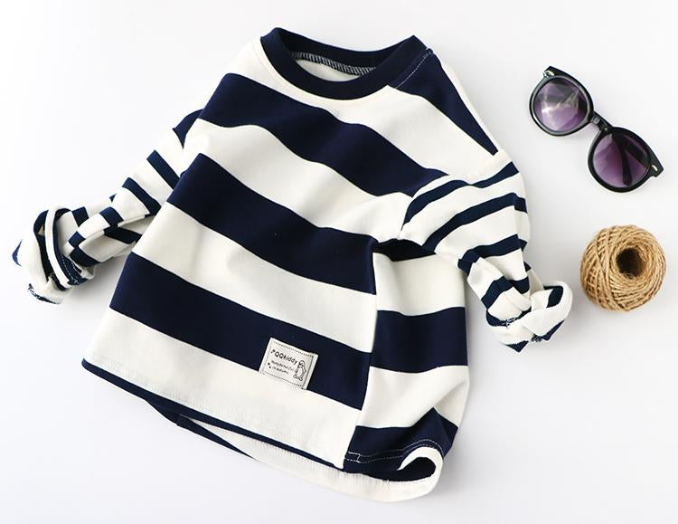 Children'S Long-Sleeved Striped Round Neck Bottoming Shirt T-Shirt Wholesale Kids Clothing