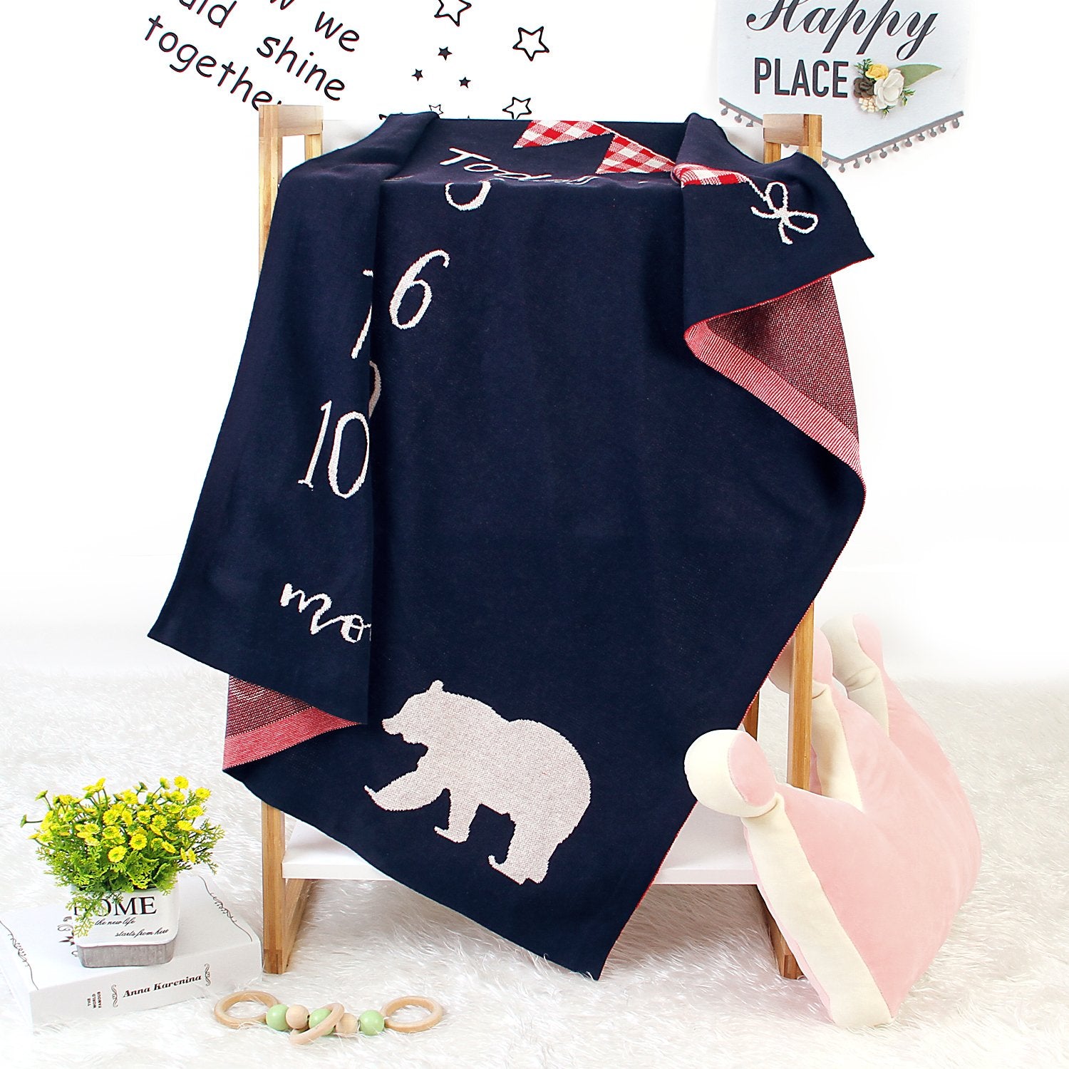 Children'S Photograph Memorial Blanket Knitted Cover Blanket Baby Milestone Blanket Baby Clothes Wholesale