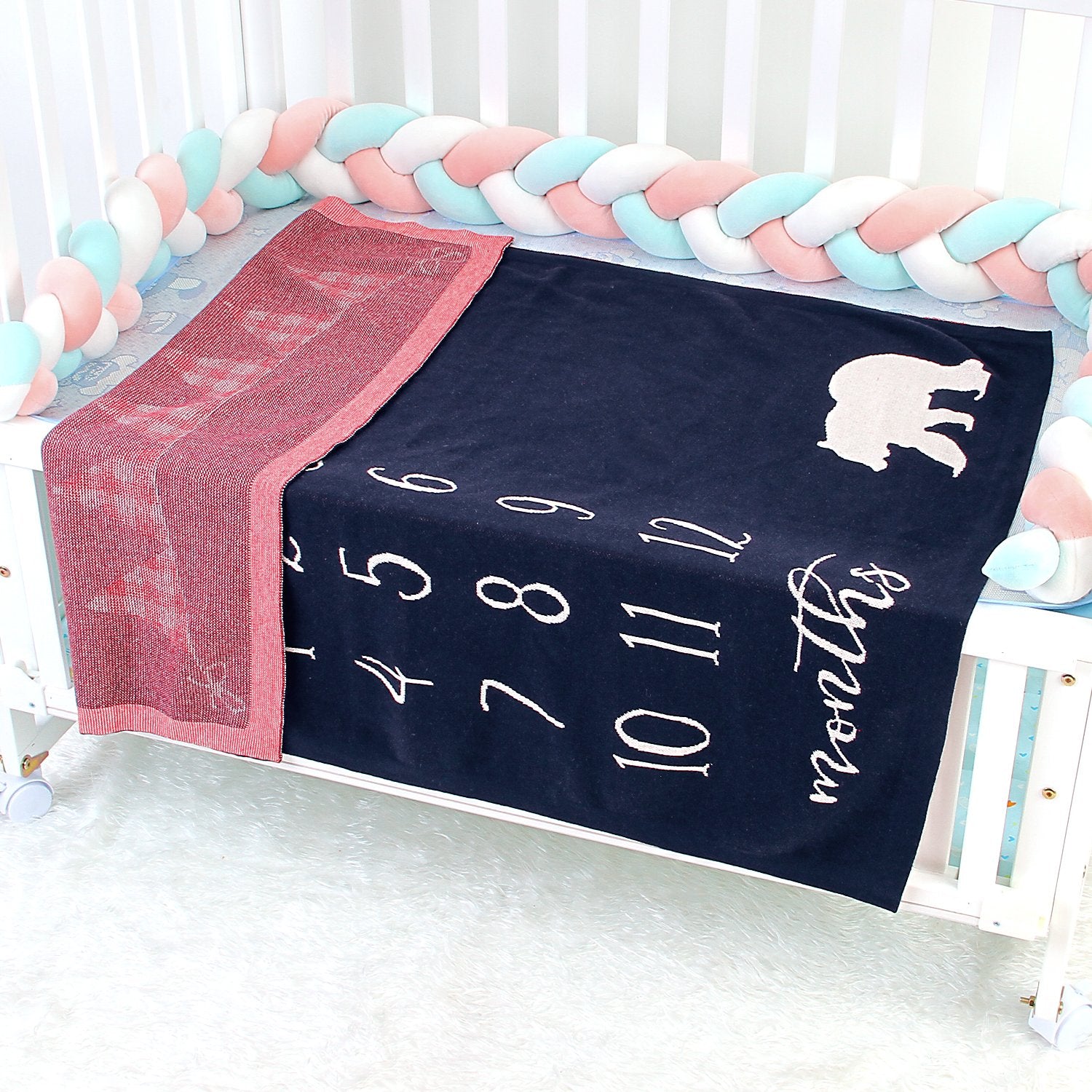 Children'S Photograph Memorial Blanket Knitted Cover Blanket Baby Milestone Blanket Baby Clothes Wholesale