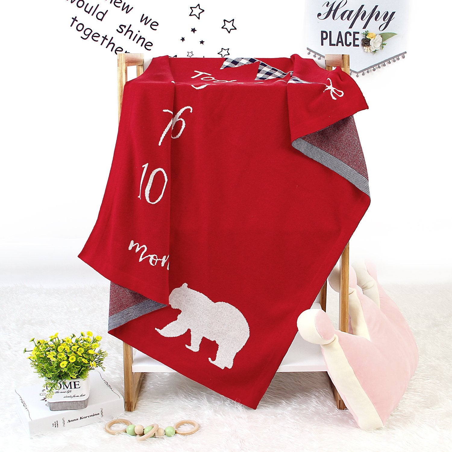 Children'S Photograph Memorial Blanket Knitted Cover Blanket Baby Milestone Blanket Baby Clothes Wholesale