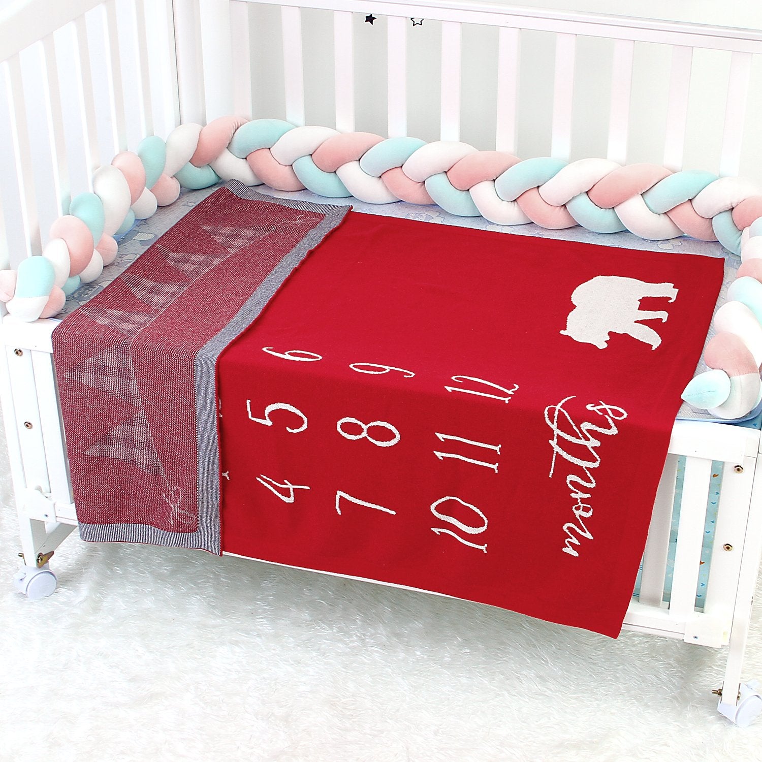 Children'S Photograph Memorial Blanket Knitted Cover Blanket Baby Milestone Blanket Baby Clothes Wholesale