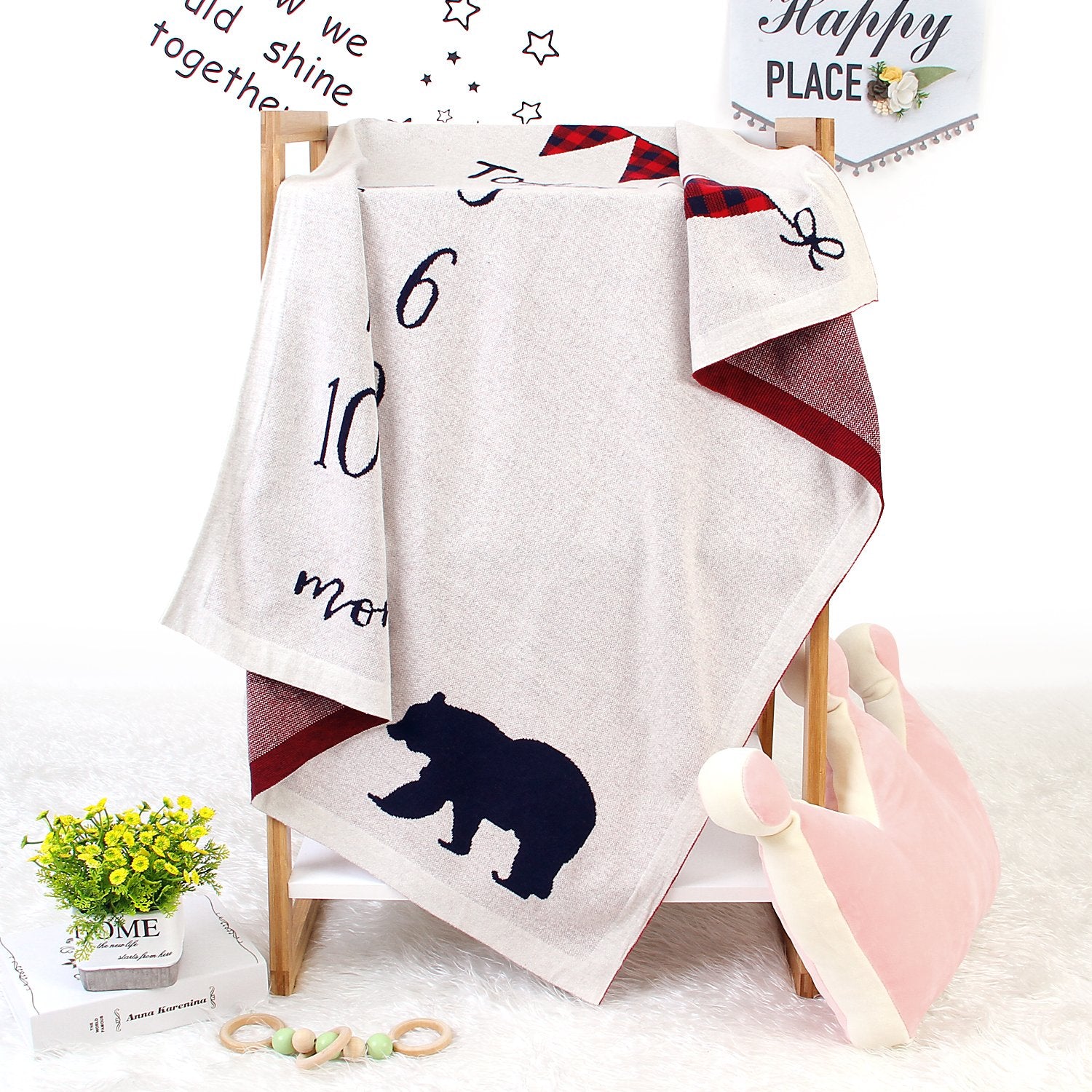 Children'S Photograph Memorial Blanket Knitted Cover Blanket Baby Milestone Blanket Baby Clothes Wholesale