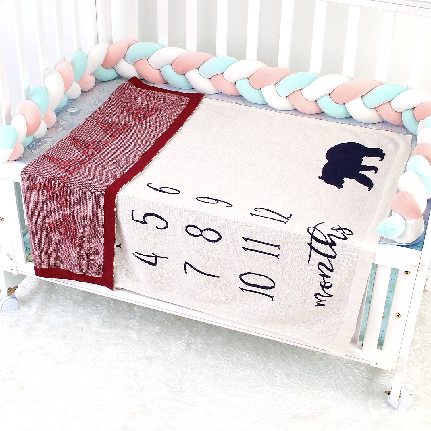 Children'S Photograph Memorial Blanket Knitted Cover Blanket Baby Milestone Blanket Baby Clothes Wholesale