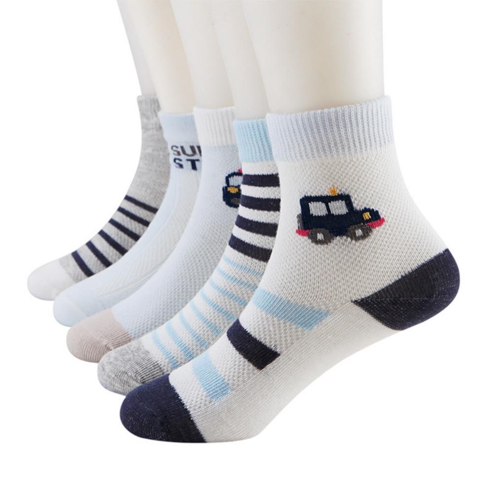 Children's Cartoon Car Socks Mesh Thin Cotton Socks Gift Boxes With 5 Pairs Of Socks Childrens Accessories Wholesale