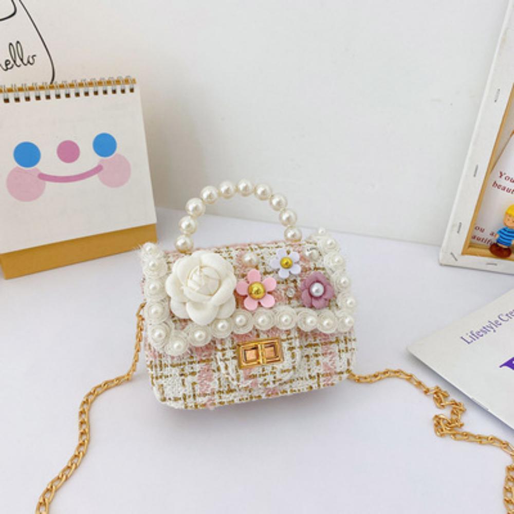 Children's Cute Pearl Flower One-shoulder Diagonal Bag Children's Bags Wholesale