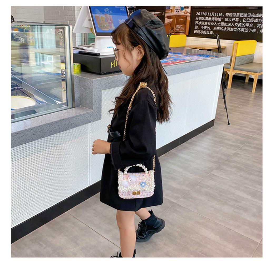 Children's Cute Pearl Flower One-shoulder Diagonal Bag Children's Bags Wholesale