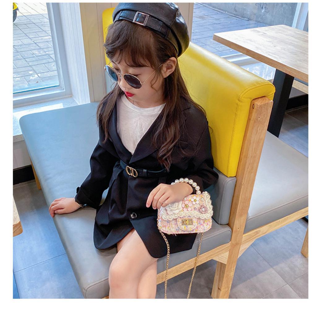 Children's Cute Pearl Flower One-shoulder Diagonal Bag Children's Bags Wholesale