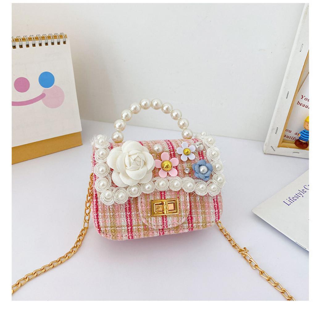 Children's Cute Pearl Flower One-shoulder Diagonal Bag Children's Bags Wholesale