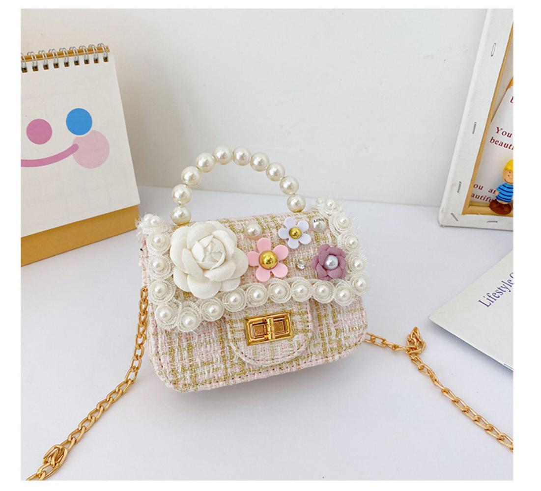 Children's Cute Pearl Flower One-shoulder Diagonal Bag Children's Bags Wholesale