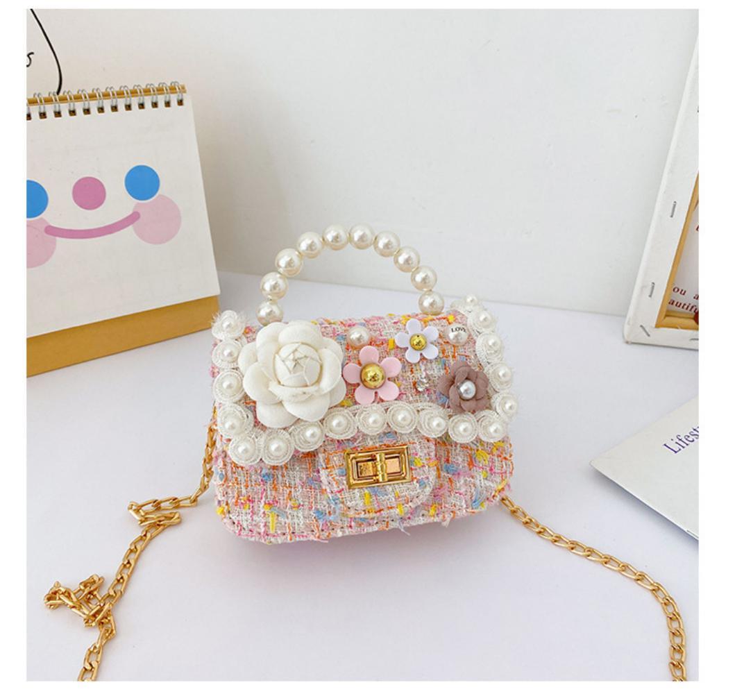 Children's Cute Pearl Flower One-shoulder Diagonal Bag Children's Bags Wholesale