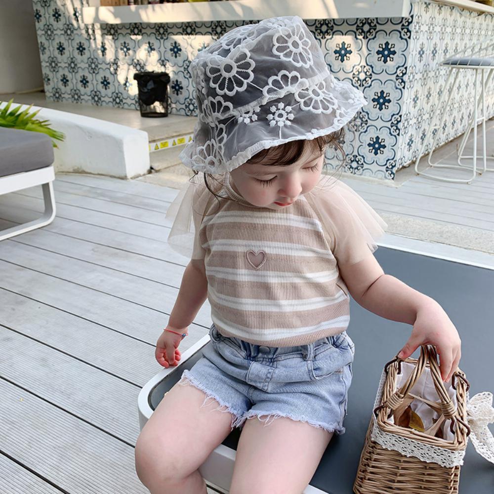 5PCS Children's Fisherman Hat Beach Holiday Lace Mesh Yarn Baby Accessories Wholesale