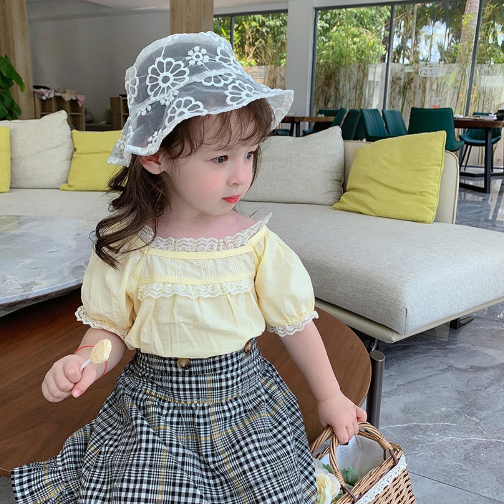 5PCS Children's Fisherman Hat Beach Holiday Lace Mesh Yarn Baby Accessories Wholesale