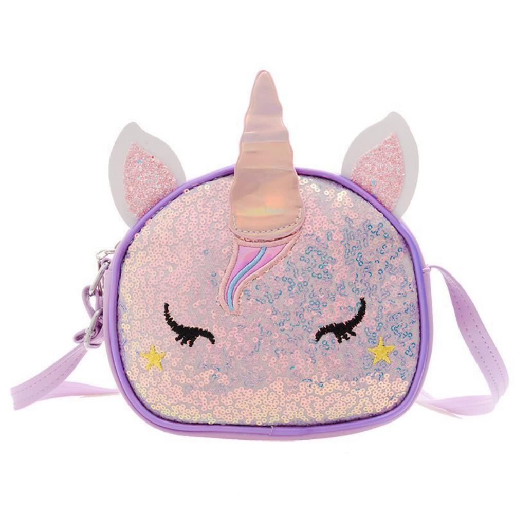 Children's Shiny Unicorn Girl Cute Cartoon Fashion Messenger Bag Children's Bags Wholesale