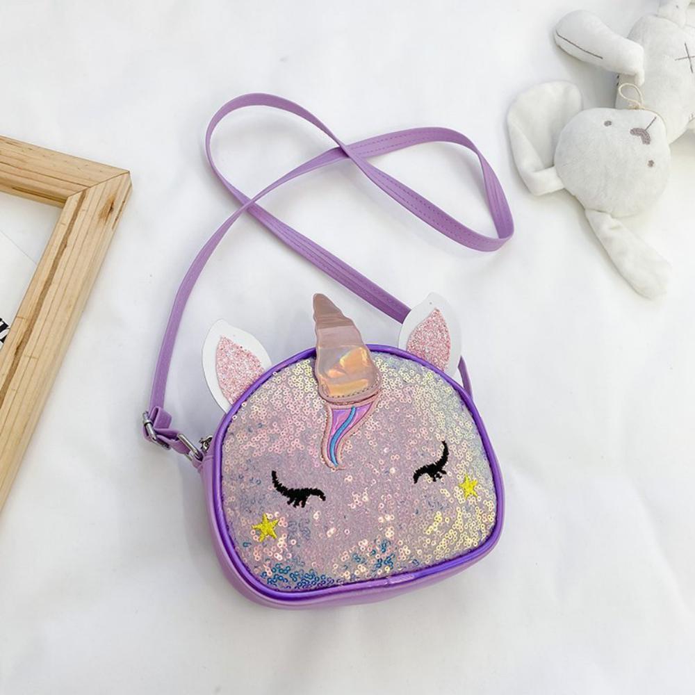 Children's Shiny Unicorn Girl Cute Cartoon Fashion Messenger Bag Children's Bags Wholesale