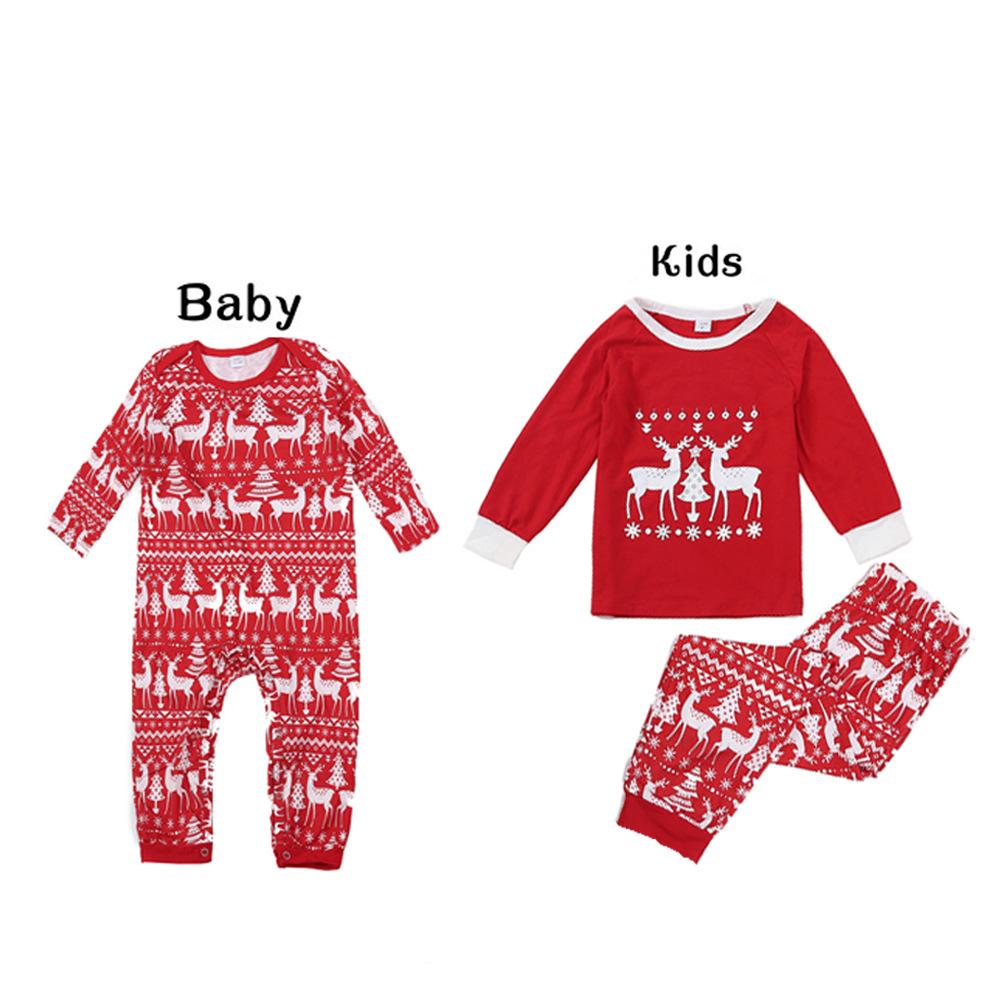 Parent-Child Christmas Animal Printed Long Sleeve Top & Pants Mommy And Me Outfits Wholesale