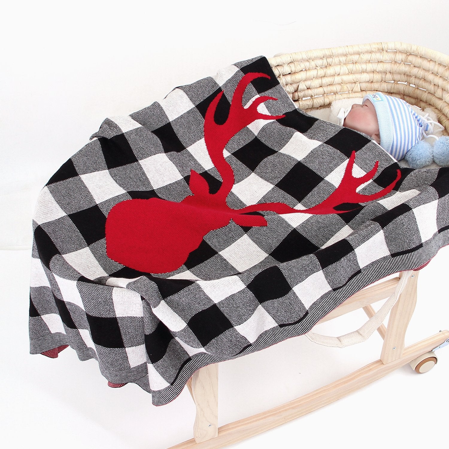 Christmas Elk Plaid Blanket Children'S Knitted Air Conditioning Blanket Baby Clothes Wholesale Distributors