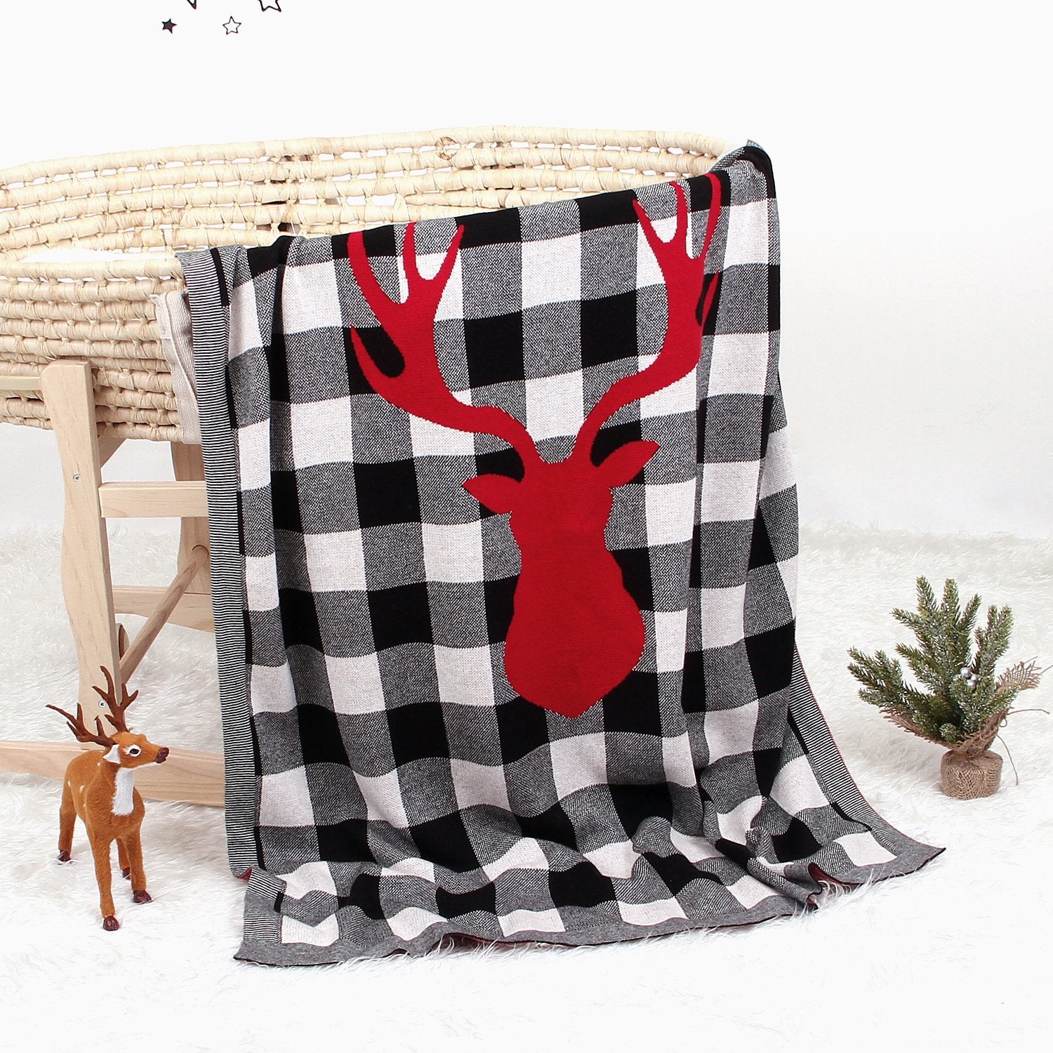 Christmas Elk Plaid Blanket Children'S Knitted Air Conditioning Blanket Baby Clothes Wholesale Distributors