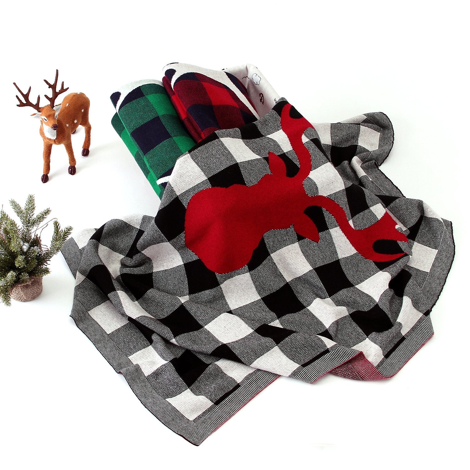 Christmas Elk Plaid Blanket Children'S Knitted Air Conditioning Blanket Baby Clothes Wholesale Distributors