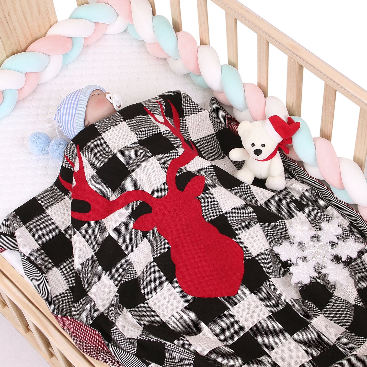 Christmas Elk Plaid Blanket Children'S Knitted Air Conditioning Blanket Baby Clothes Wholesale Distributors