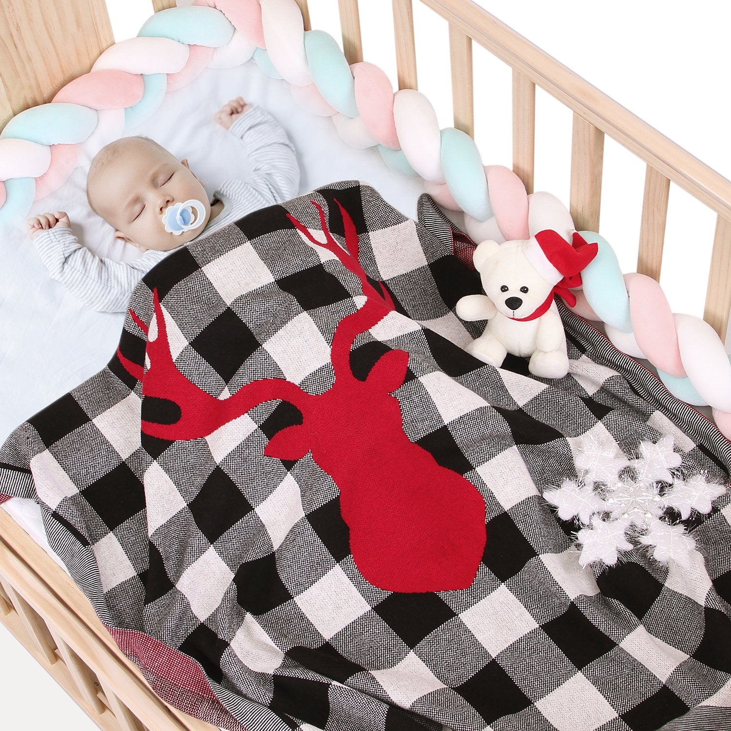 Christmas Elk Plaid Blanket Children'S Knitted Air Conditioning Blanket Baby Clothes Wholesale Distributors