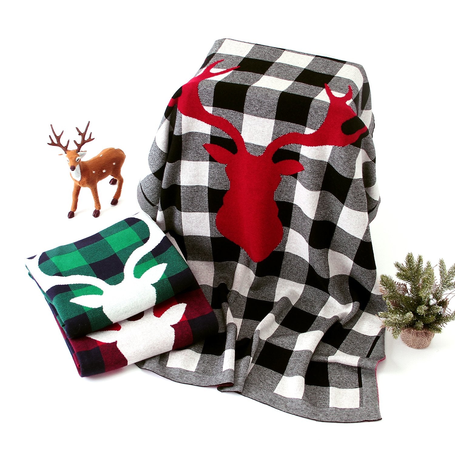 Christmas Elk Plaid Blanket Children'S Knitted Air Conditioning Blanket Baby Clothes Wholesale Distributors